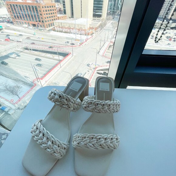 Dolce Vita Zabina Braided Strap Easter Clock Heel Sandal in Cream White Size 9 - Picture 4 of 6